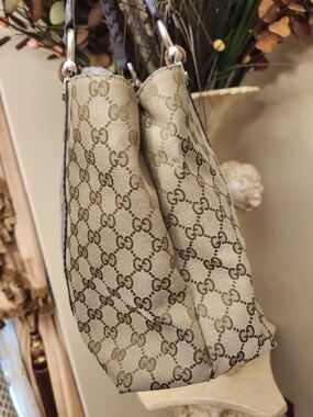 Gucci Beige GG Monogram Canvas Shoulder Bag